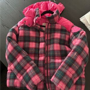 Moncler Pink and Multicolor Plaid Jacket fits size 6-8 or 16 kids